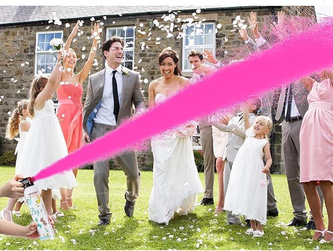 Large Gender Reveal Fire Extinguisher, Gender Reveal Color Smoke Powder Spray, 2 Pcs Pink Blaster Only for Baby Girl with Pink Smoke Suitable for Gender Reveal Party, 100% Biodegradable Party Supplies