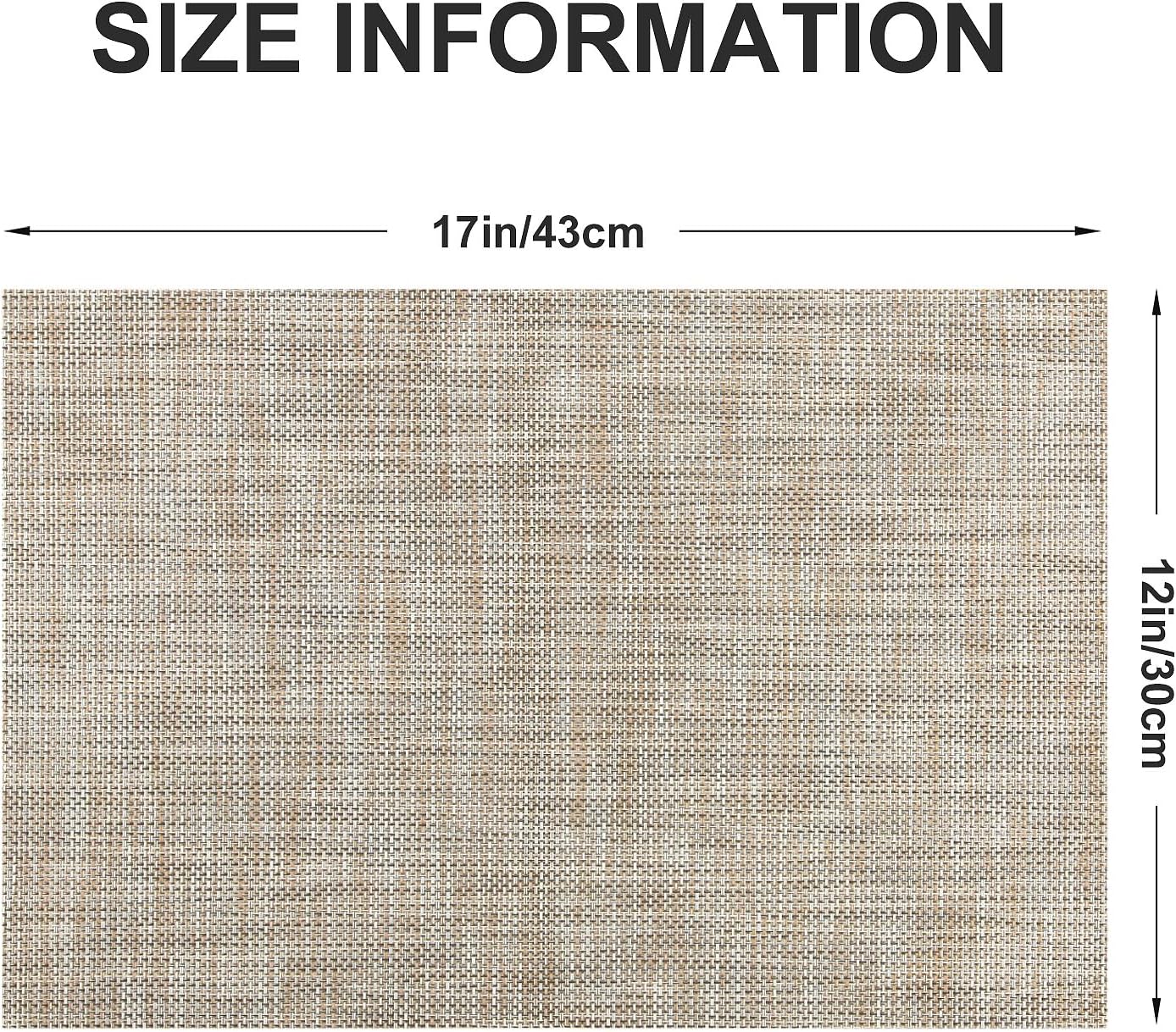 Vinyl Placemats Set of 8, PVC Woven Washable Non-Slip Table Mats, Heat Resistant Wrinkle Free Place Mats for Dining Table, Easy to Clean (8, Caramel)