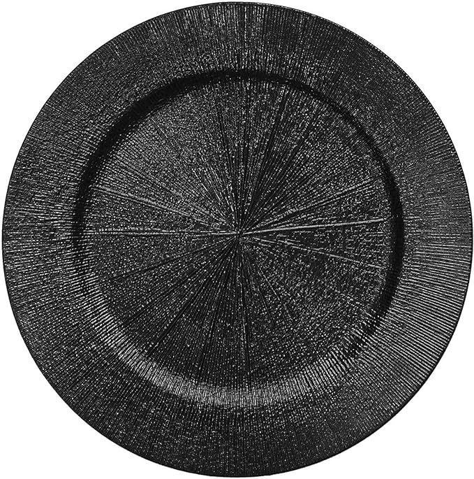 13" Round Black Charger Plates, Elegant Serving Chargers Plate Set Bulk for Wedding Dinner Holiday Party Event Table Setting Decoration, Set of 6