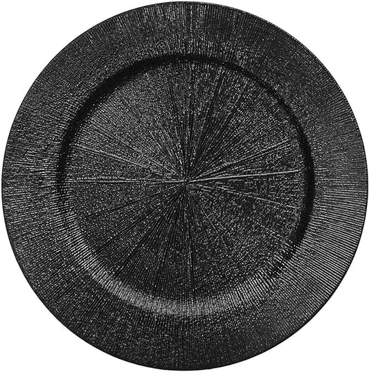 13" Round Black Charger Plates, Elegant Serving Chargers Plate Set Bulk for Wedding Dinner Holiday Party Event Table Setting Decoration, Set of 6