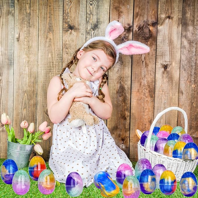 12 Pack Prefilled Easter Galaxy Slime Eggs,Galaxy Slime Easter Egg Fillers Stress Relief for Kid Teens Boy Girl Easter Egg Hunt Filling Treats Classroom Easter Basket Stuffers Easter Party Favor