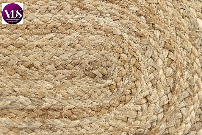 VDS Pack of 1 - Oval Jute Rug Braided Table Runner 100% Natural Burlap Reversible Rustic Hessian Table Cloth Centerpiece for Wedding ,Home, Kitchen, Table Decoration (Size 13x72 Inch) (Natural)
