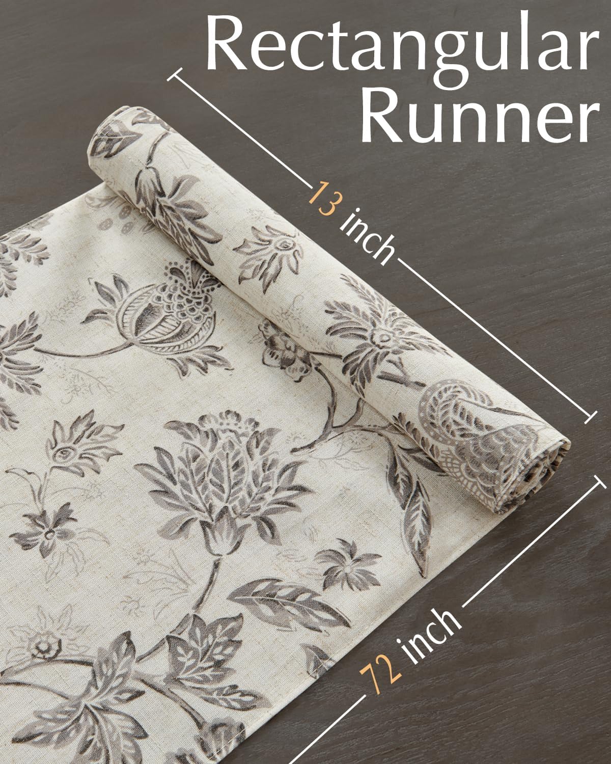 jinchan Linen Table Runner for Kitchen Farmhouse Table Cloth French Country for Party Wedding Birthday Dining Table Indoor Outdoor Decor 13 x 72 Inch 1 Panel Grey