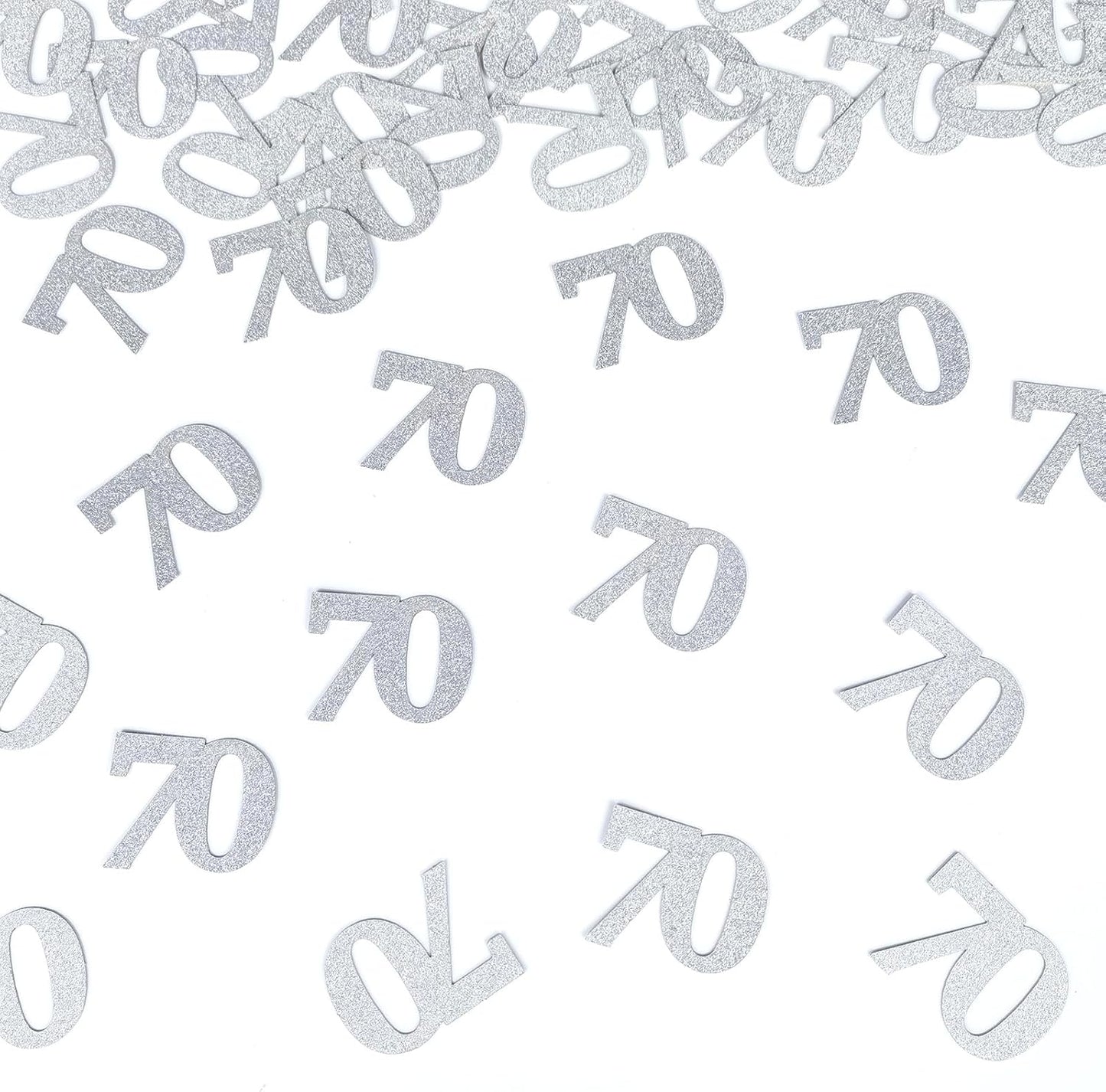 Number 70 Confetti Birthday Decorations - Silver Glitter 70th birthday Confetti Table Scatters Decorations Supplies for Birthday Anniversary Party
