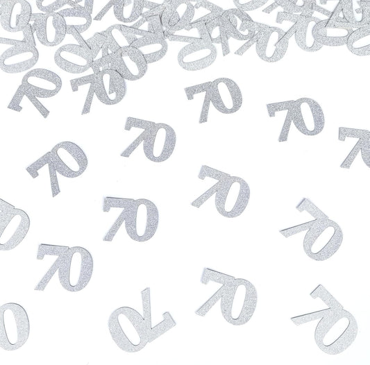 Number 70 Confetti Birthday Decorations - Silver Glitter 70th birthday Confetti Table Scatters Decorations Supplies for Birthday Anniversary Party