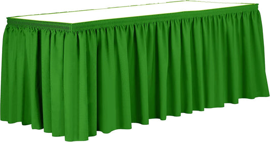 Ultimate Textile Pleat Polyester Fabric Table Skirt - Machine Washable, Flame Resistant, Cut & Sewn in NJ, Desk Skirt - Kelly, 21' Shirred Pleat x 42" h