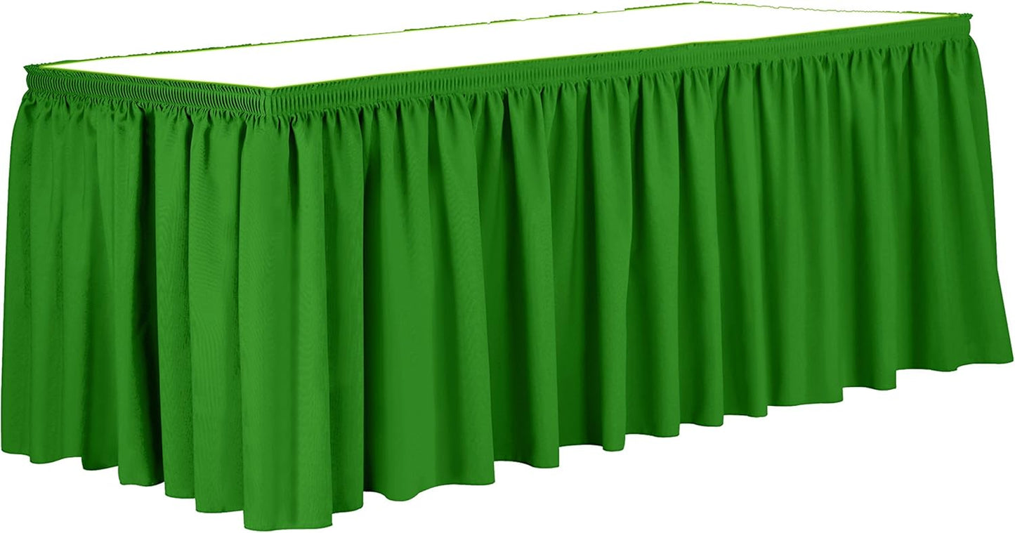 Ultimate Textile Pleat Polyester Fabric Table Skirt - Machine Washable, Flame Resistant, Cut & Sewn in NJ, Desk Skirt - Kelly, 7' Shirred Pleat x 42" h