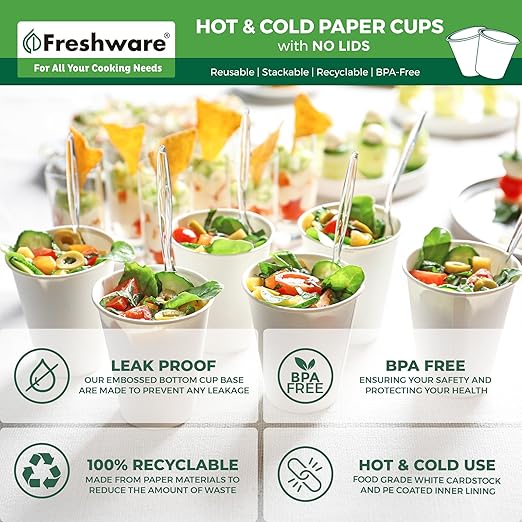Freshware Coffee Cups 4 oz [300 Pack] Disposable Paper Cups for Mouthwash Cups, Hot Paper Coffee Cup, Ideal for Bathroom Cup