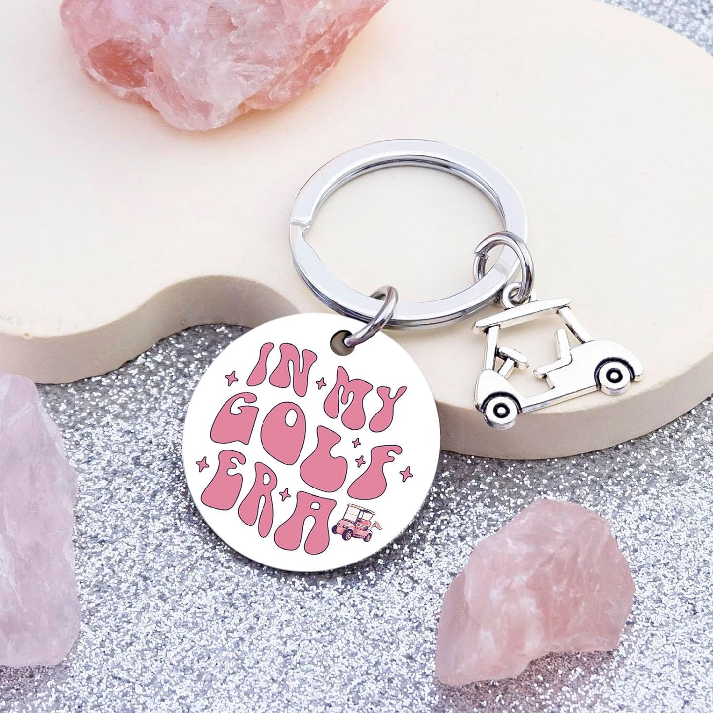 Golf Gifts for Women Golf Cart Keychain Pink Gifts for Golfers Female Golfing Accessories for Ladies Girls Golf Themed Birthday Christmas Stocking Stuffers for Golfers Player Lover Girl