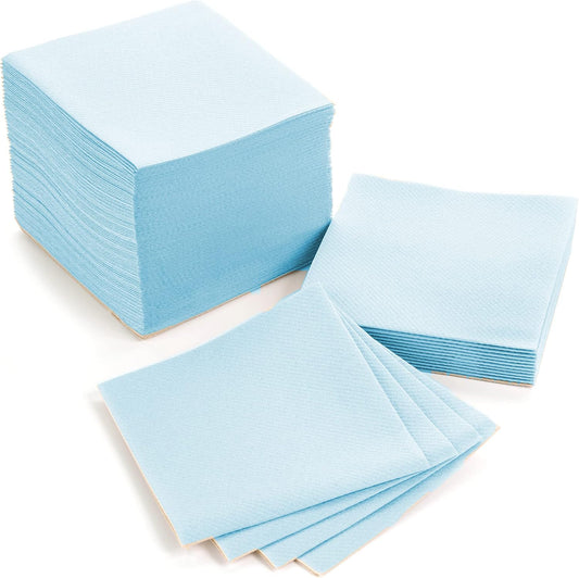 AMERICAN HOMESTEAD Light Blue Cocktail Napkins - Premium 4" x 4" Disposable Linen-Like Beverage Napkins - Bulk Square Party Bar Serviettes for Weddings, Parties, and Events- 100 Count