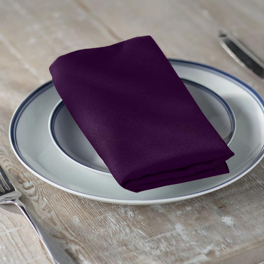 LA Linen 10-Pack Poly Poplin Napkin, Soft Cloth Napkins, Washable Reusable Napkins, Stain and Wrinkle Resistance Table Napkins for Dinner, Wedding, Parties, 17 by 17-Inch, Eggplant
