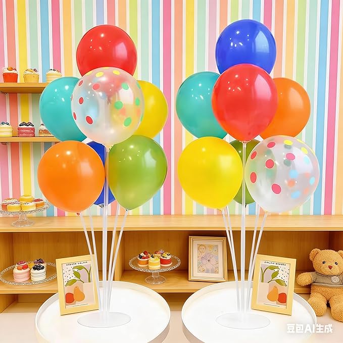 6 Sets Balloon Stand Kit for Table Mardi Gras Table Decorations Mardi Gras Table Centerpieces with Balloon Gold Green Purple Float Carnival Fat Tuesday Party Supplies Decoration