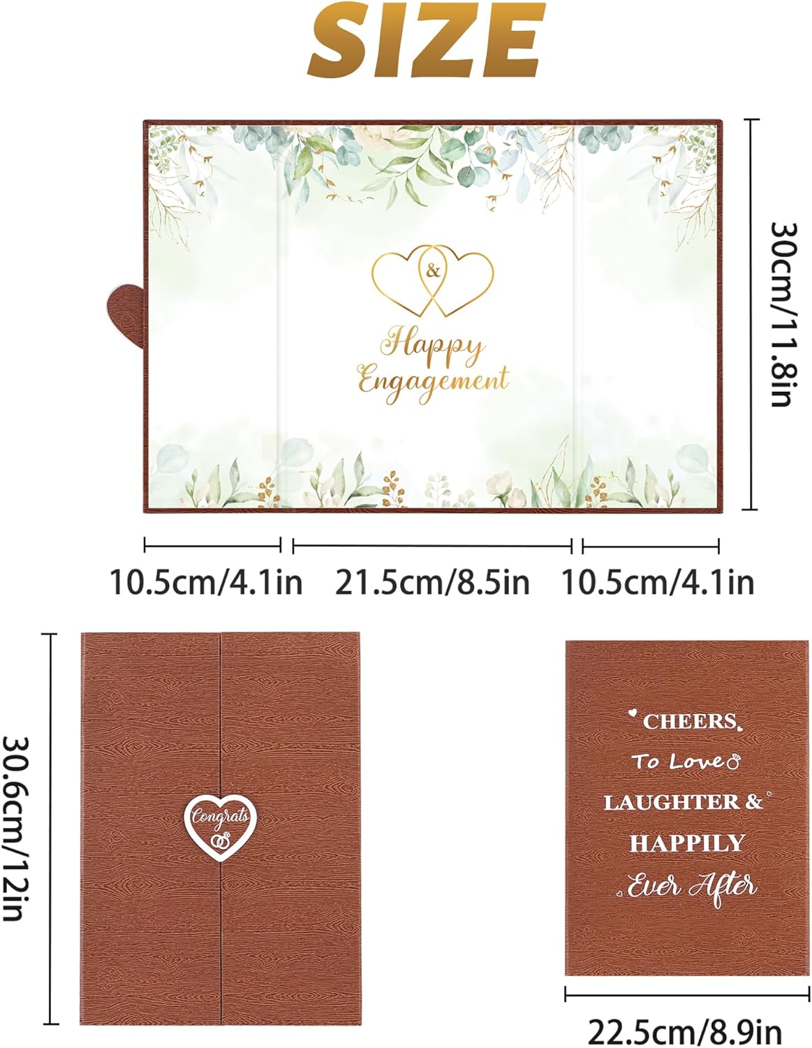 DARUNAXY Sage Green Engagement Party Decorations, Tree Texture Happy Engagement Alternative Signature Guest Book Brown Just Engaged Gifts Congratulations Engagement Signing Card Board Party Supplies