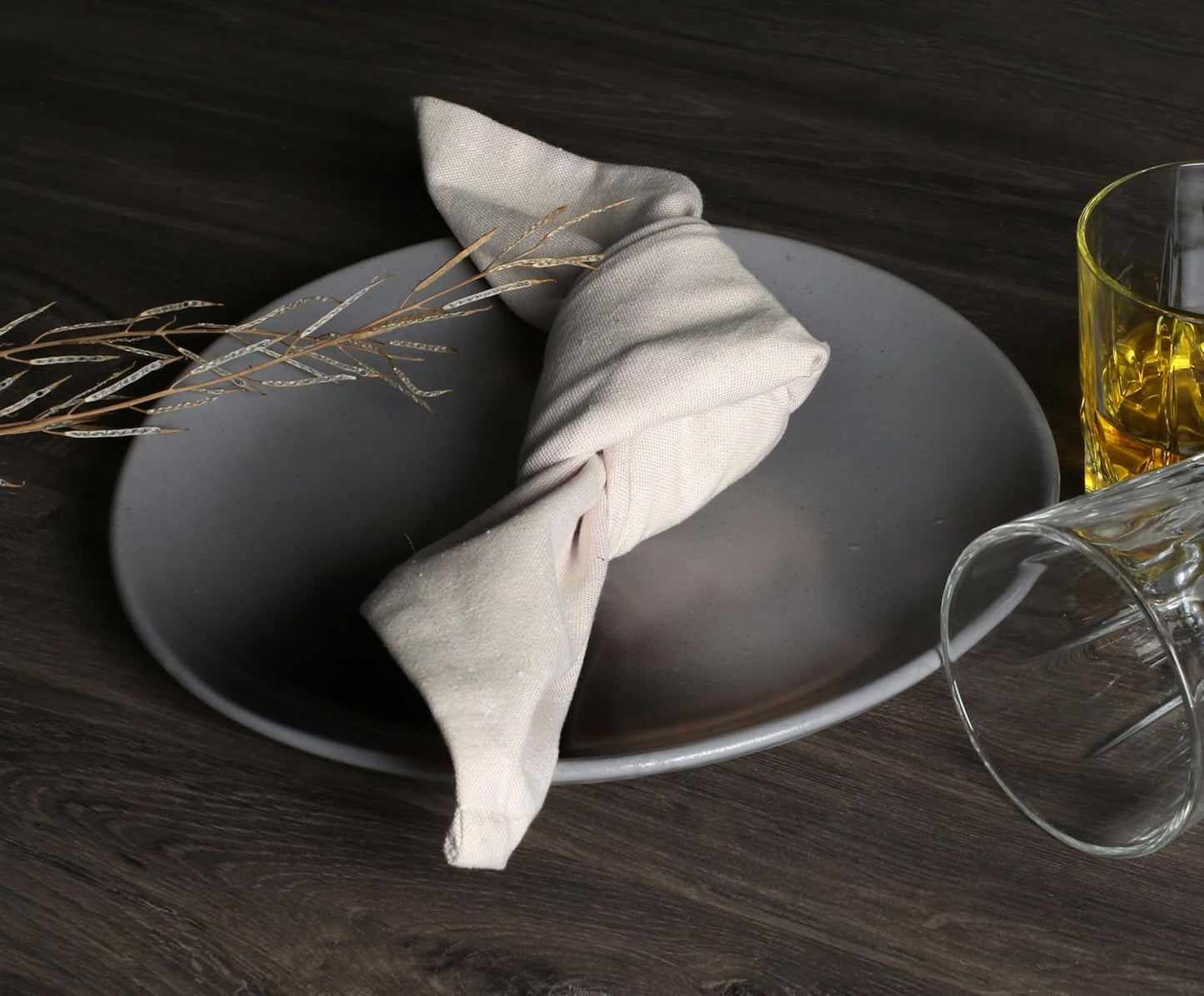 Native Fab Solid Cloth Napkin Set of 4, 100% Chambray Cotton, Washable, Reusable Dinner Cloth Napkin 17x17 inches, Table Decor Napkins for Dinner, Events, Beige