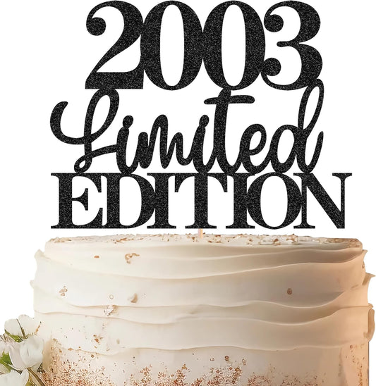 Limited EDITION 2003 Cake Topper - Black Glitter Happy 22nd Birthday Party Cake Decoration Supplies, Cheer to 22 Years Cake Bunting Decor for 22nd Birthday Party Photo Booth Props