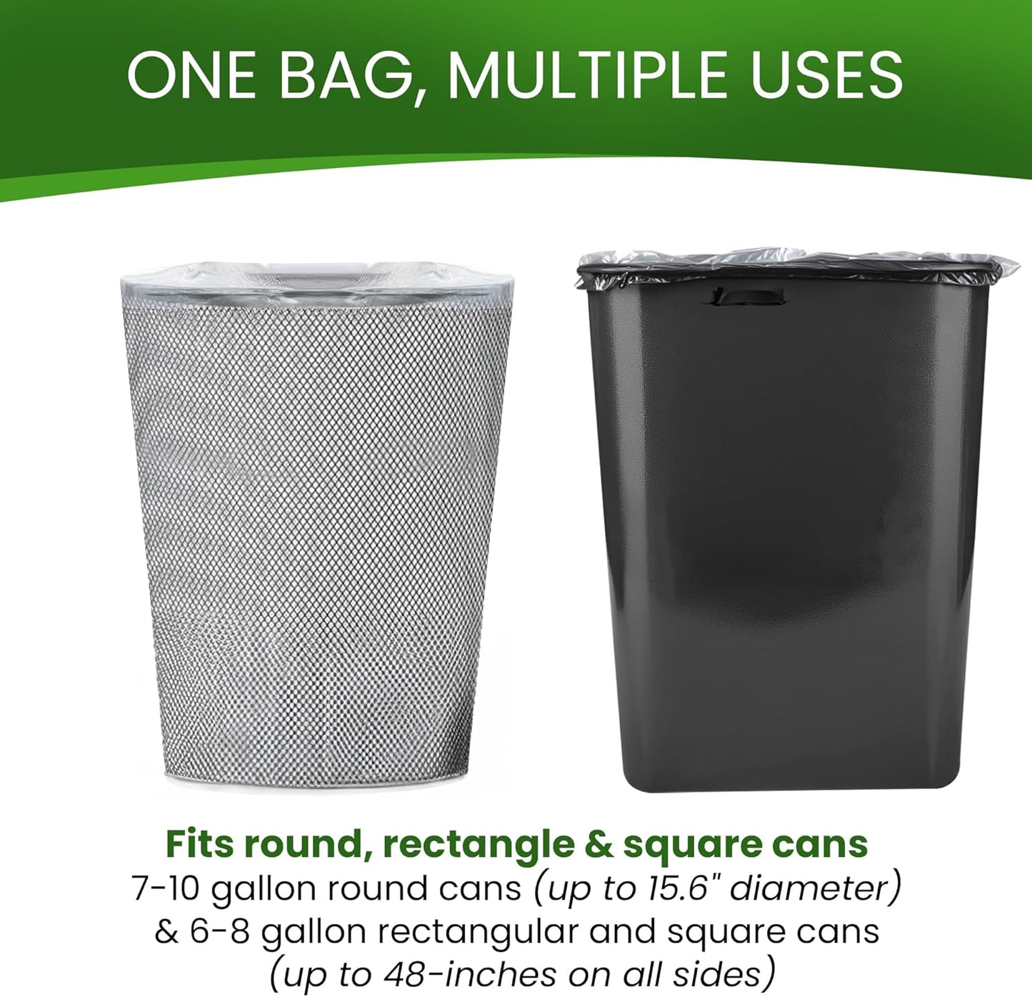 Betta 8-10 Gallon Medium Trash Bags, Clear, 1000 Count Box, (24x24-inch) Commercial Office Wastebasket Garbage Can Liners, 7-10 Gallon Round Cans, 6-8 Gallon Slim and Square Cans
