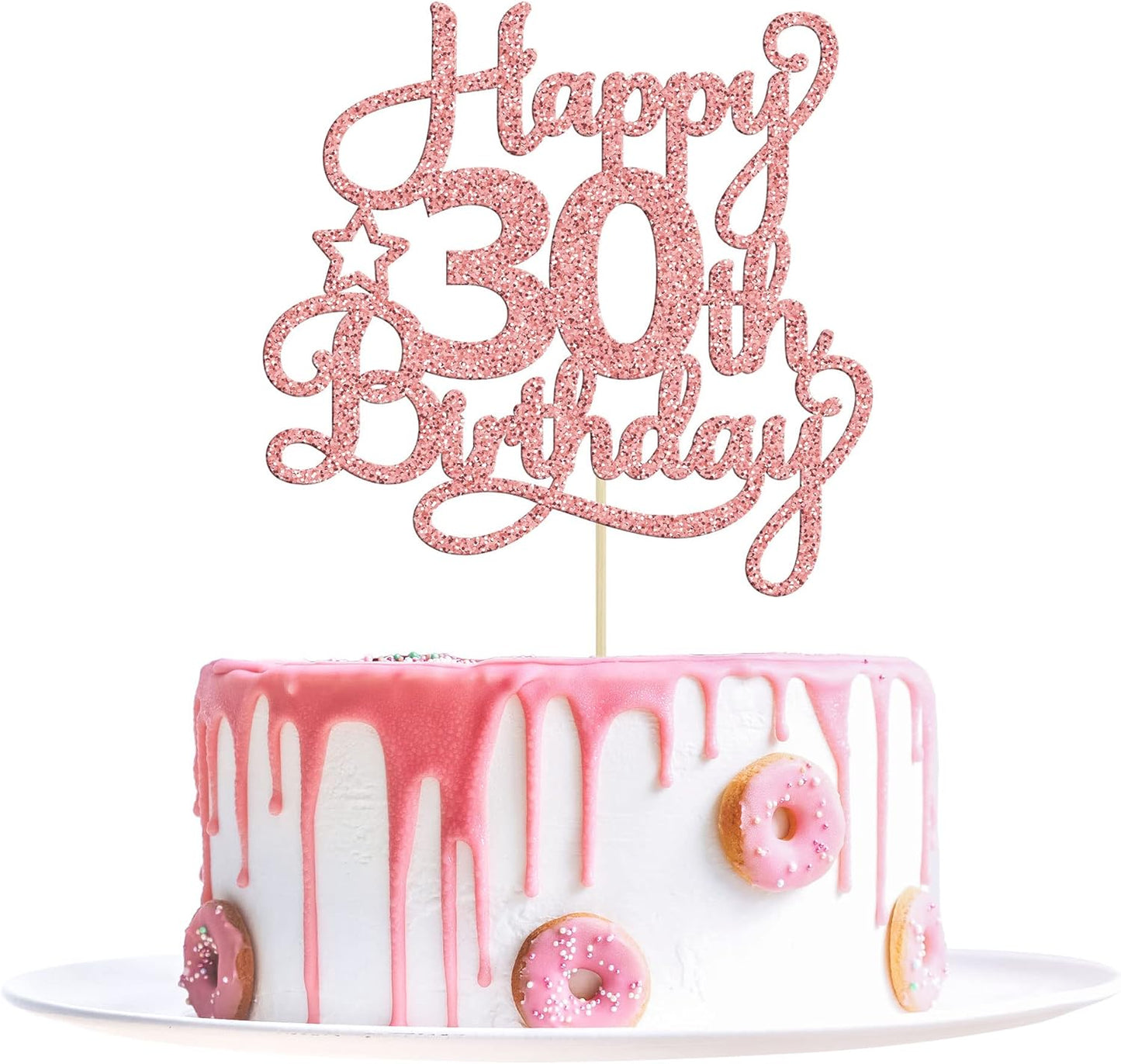 1 Pack Happy 30th Birthday Cake Topper Rose Gold Glitter 30 & Fabulous Cheers to 30 Years Old 30th Birthday Cake Pick for Celebrating 30th Birthday Anniversary Party Cake Decorations Supplies