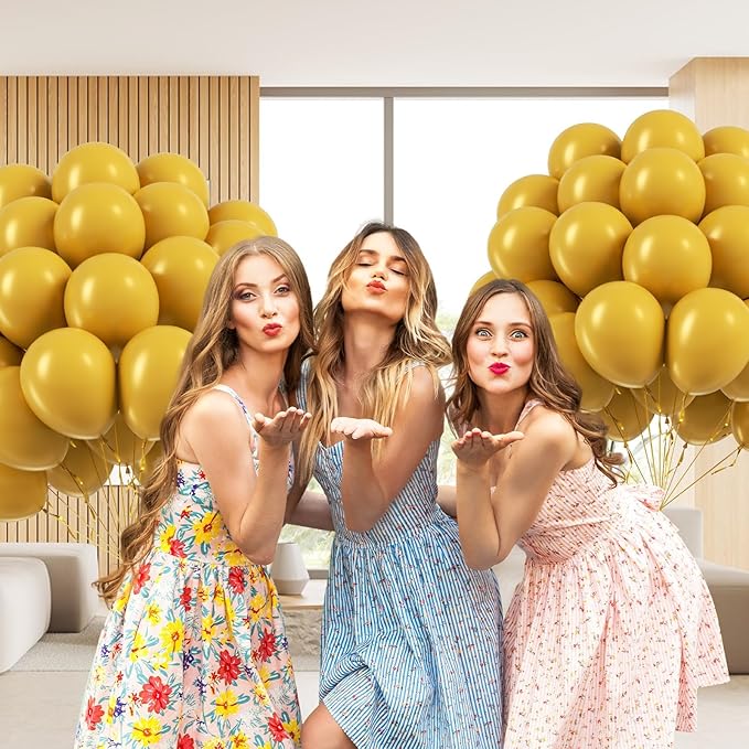 Mustard Yellow Balloons 12 inch, Mustard Yellow Latex Balloons 50pcs Party Balloons for Sunflower Bee Thanksgiving Fall Baby Shower Birthday Party Decorations