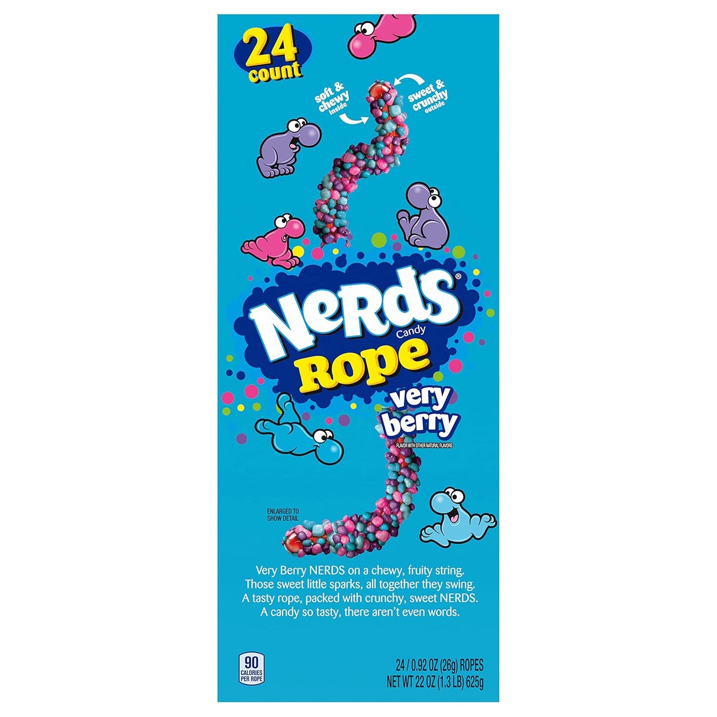 Nerds Rope Candy, Very Berry, 0.92 Ounce Ropes (Pack of 48)