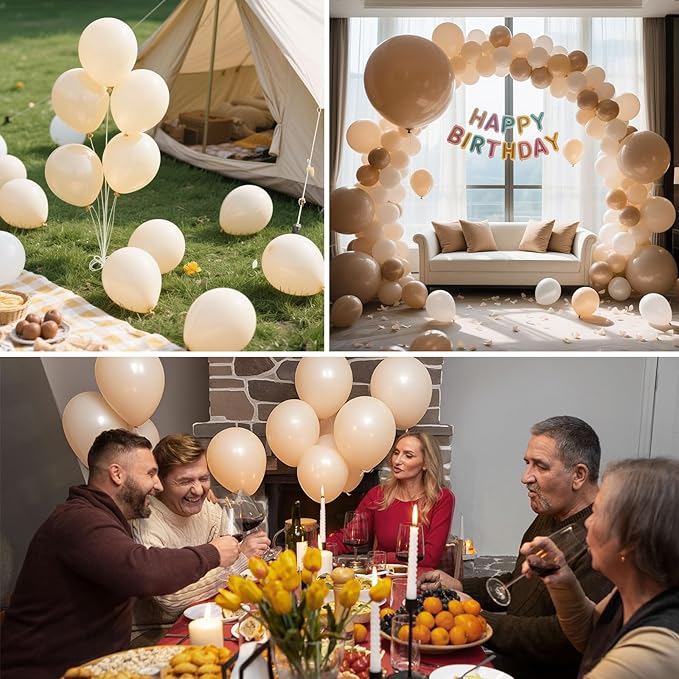 White Sand Balloons Latex Party Balloon,100pcs Neutral Beige Balloons with 2 Ribbons, Boho Baloons as Party Decorations for Birthday, Wedding, Baby Shower, Bridal Shower,Thanksgiving, Anniversary