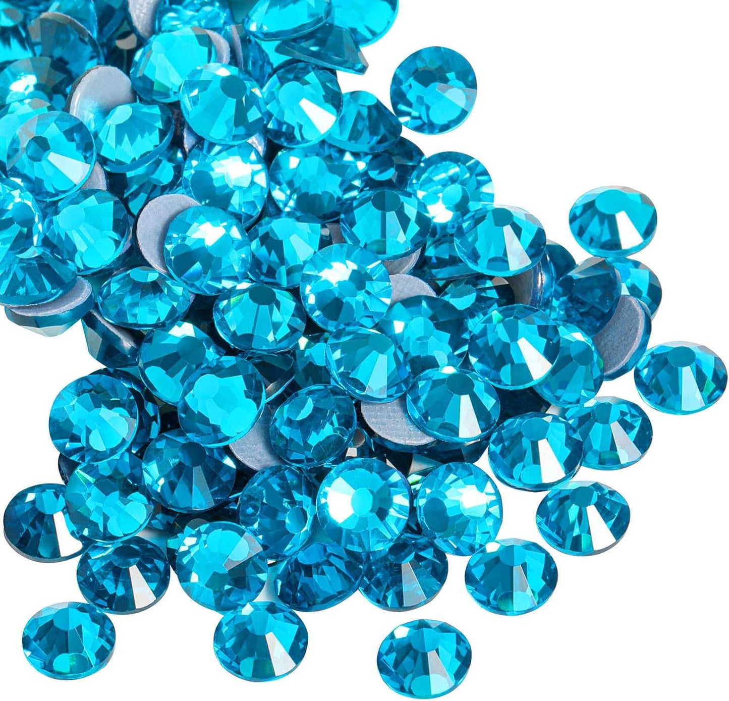 Beadsland Hotfix Rhinestones, 288pcs Flatback Crystal Rhinestones for Crafts Clothes DIY Decorations, Indicolite, SS30, 6.3-6.5mm