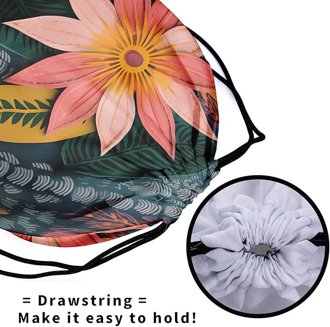 Nerxy Leaf Grip Bags for Gymnastics Tropical Leaves Grip Bag Botanical Drawstring Storage Bags