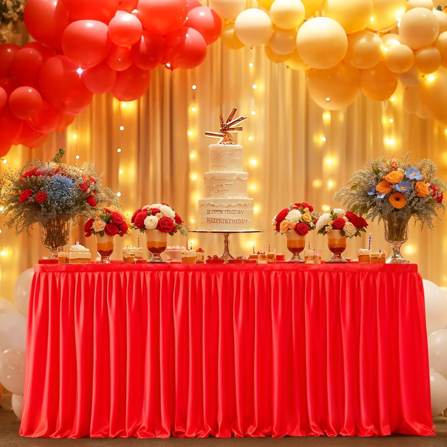Table Skirts for Rectangle Tables 6ft Polyester Pleated Table Skirt Desk Skirts Ruffle Table Skirt cloth for Wedding Birthday Party Baby Shower Bridal Shower Banquet Table Skirts