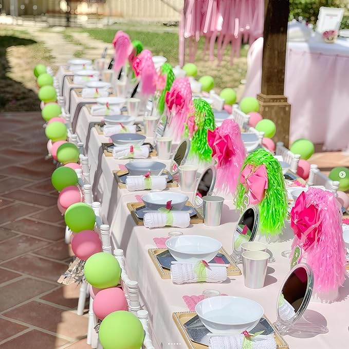 Pink and Green Balloons, 50 Pcs 12 Inch Pastel Pink and Green Balloons, White and Metallic Gold Latex Balloon for Witch Birthday Party Wedding Baby Shower Pajama Party Decor