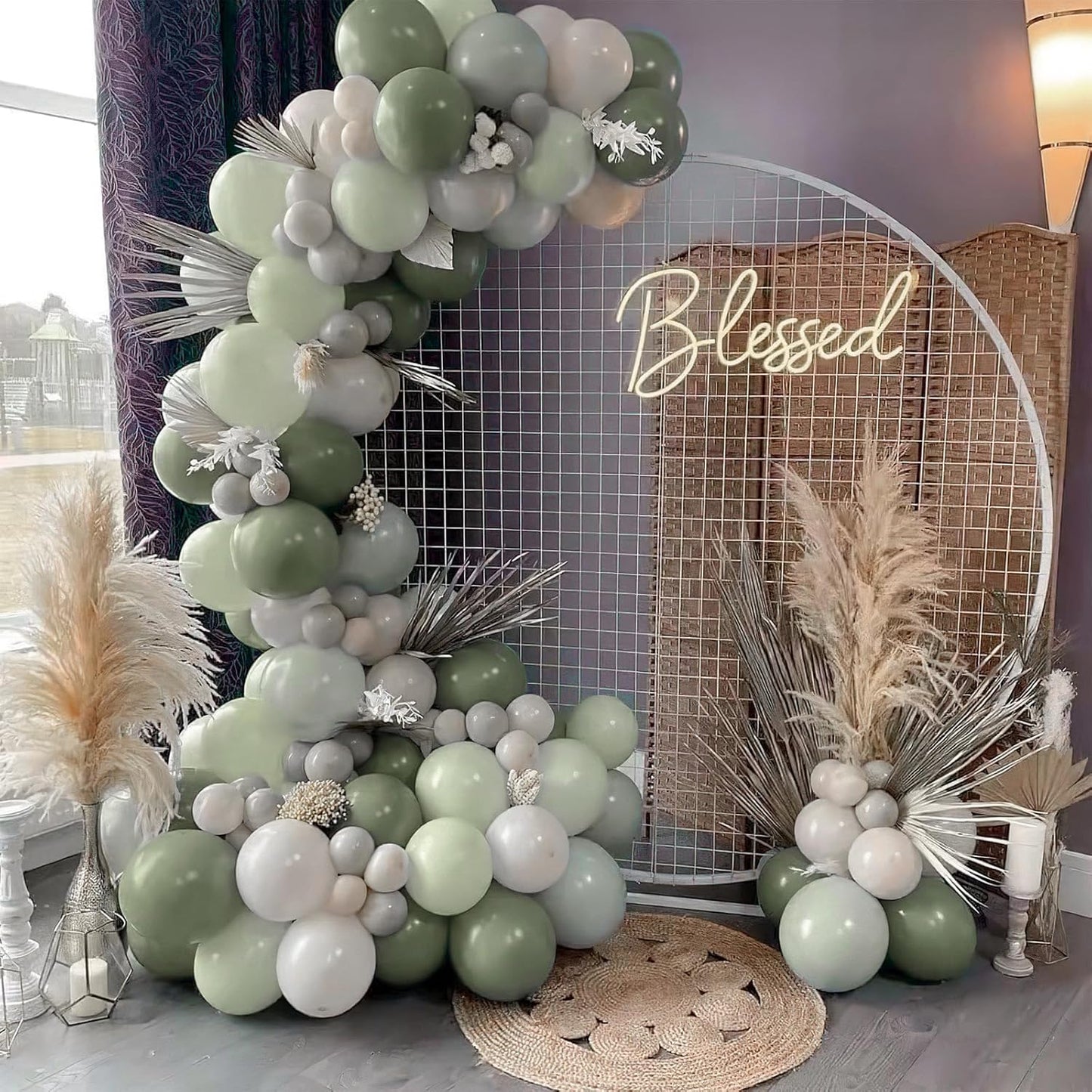PartyWoo Sage Green Balloons 100pcs Different Sizes of 18 12 10 5 Inch Dusty Boho Green Latex Balloon Arch Kit for Wedding Birthday Dinosaur Jungle Golf Football Theme Party Decorations Green-F32