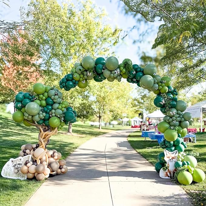 Dark Green Balloons Garland Arch Kit,130pcs Green Latex Balloons,Different Sizes Dark Green Balloons Garland for Christmas,Festival,Picnic,Anniversary,Birthday,Green Theme Decoration