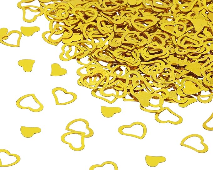 ONLYKXY 1200Pcs Love Heart Shaped Confetti, Table Wedding Decoration, Glitter Confetti for Wedding Party (Golden)