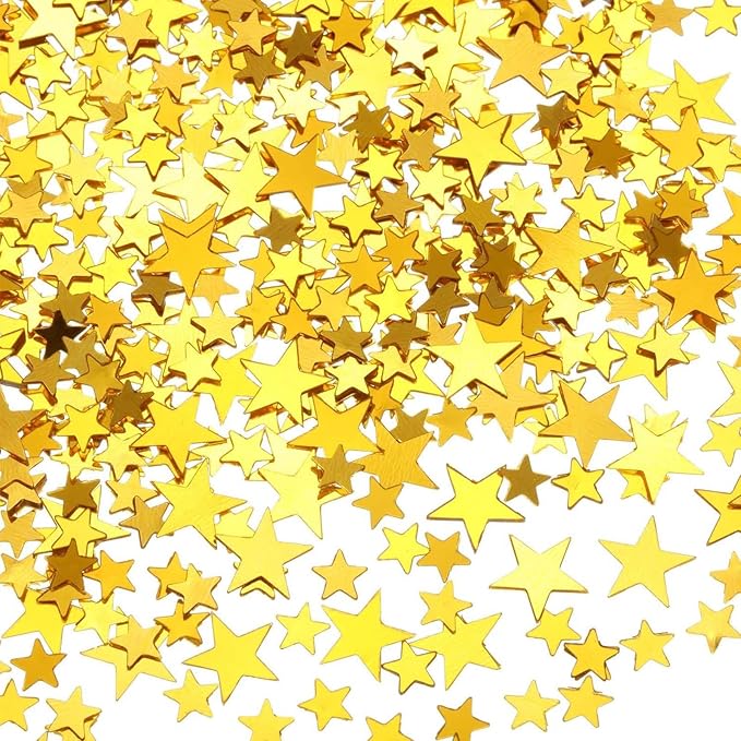 WEIKA 60g Star Confetti Glitter Star Table Confetti, Metallic Foil Star Glitter, Table Decorations for Party Wedding birthday graduation Decorations(Glitter Gold Set, 10mm and 6mm)