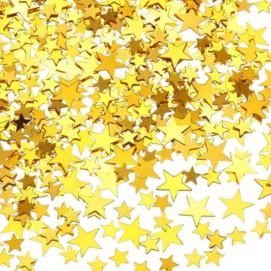 WEIKA 60g Star Confetti Glitter Star Table Confetti, Metallic Foil Star Glitter, Table Decorations for Party Wedding birthday graduation Decorations(Glitter Gold Set, 10mm and 6mm)