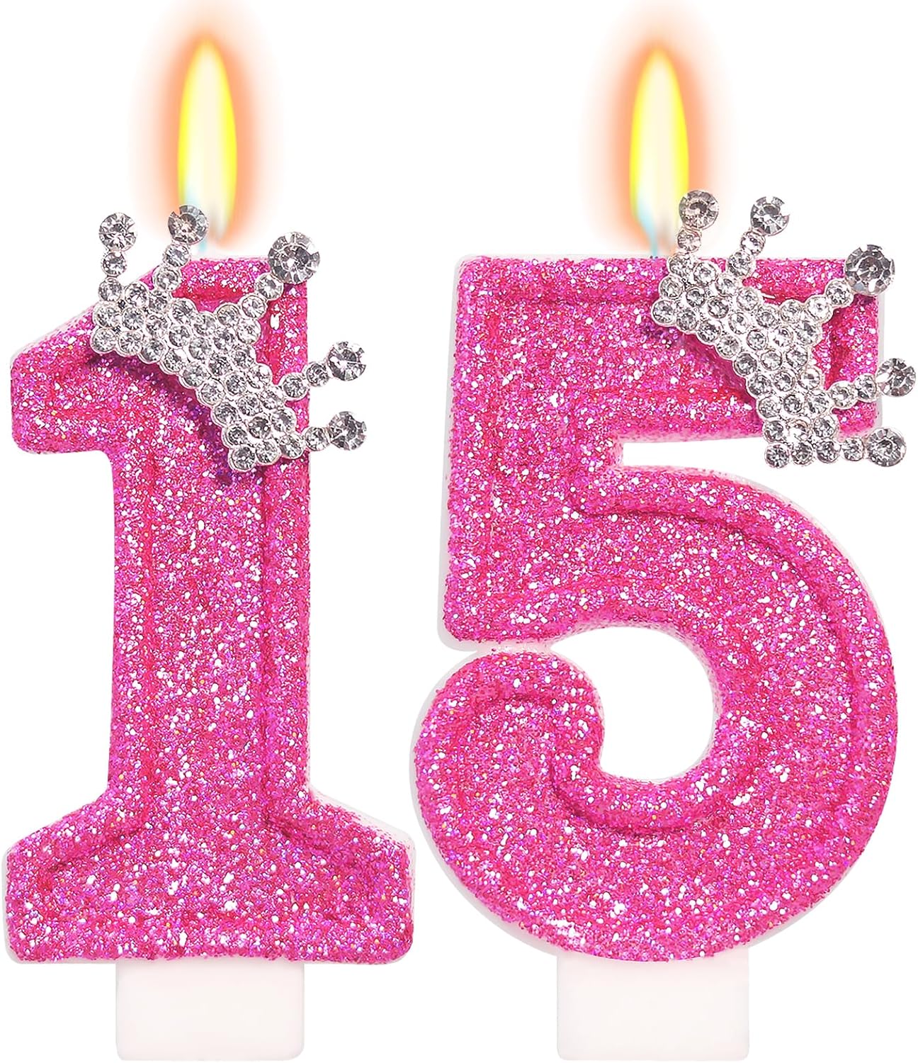 Birthday Candle for Cake, Crown Rose Number Candles, 2.76 inch Number Happy Birthday Candle, Cake Topper Decoration for Birthday Party (Number 15)