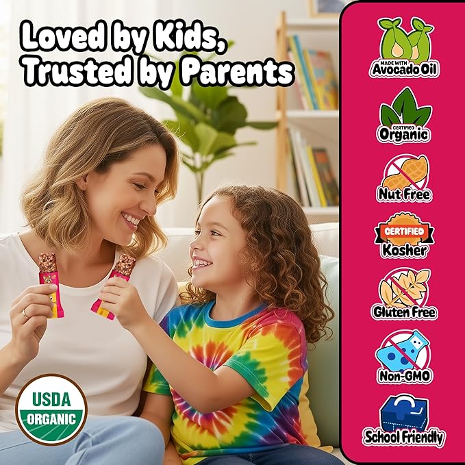Snakkidz Organic Chewy Granola Bar, Allergen Free, Made with Avocado Oil, Low Sugar (45 Bars, Chocolate Chip)