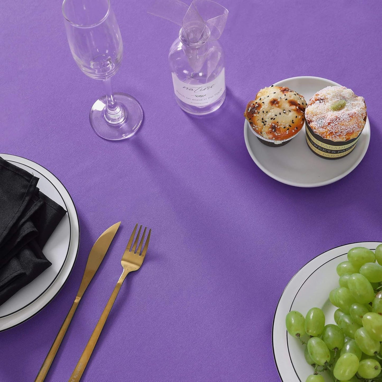 Cupuamon 70 inch Round Tablecloth Washable Polyester Table Cloth Decorative Table Cover for Wedding Party Dining Banquet（70 inch,Purple）