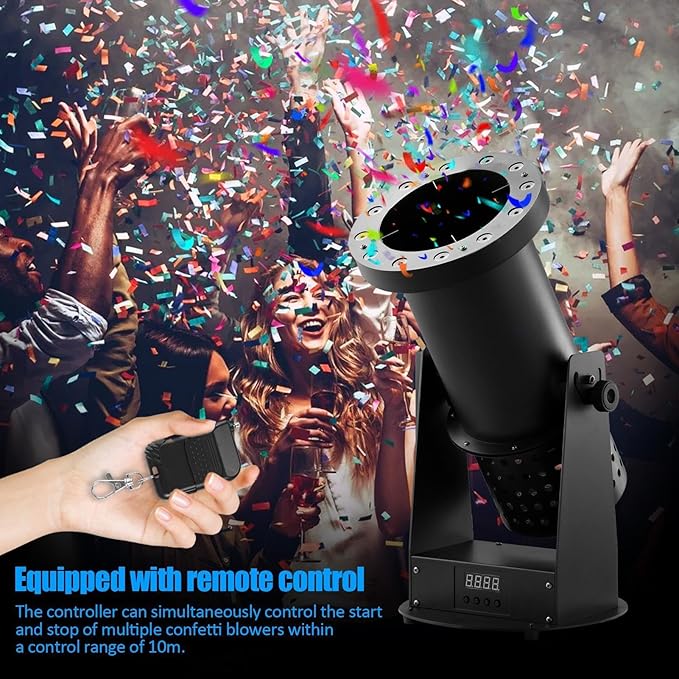1500w Confetti Cannon Machine Professional Electric Confetti launchers Shooter With Wireless Remote,Loads Up To 2lbs Of Confetti Shoots Up To 30ft For Special Event, Parties, Club, Wedding, Concerts