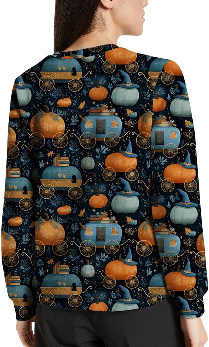 LIZALIG Pullover Cute Sweatshirt Orange Skeleton Fall Festive FunWomens Design Bat Holiday Party Outings Pumpkin Print