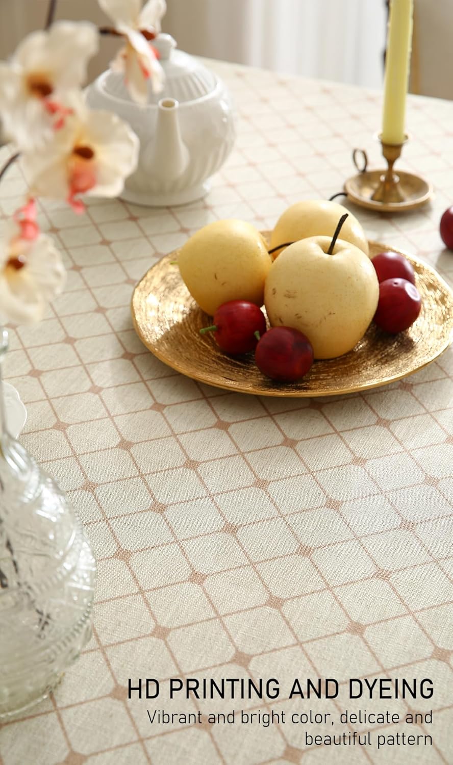 ISAENNE Designer Vintage Linen Floral Extra Long Tablecloth Rectangle,Fall Colorful Modern Table Cloth,Anti-Wrinkle Decor Tablecloths for Dining Thanksgiving Kitchen Christmas,67"*118"-Bertina E