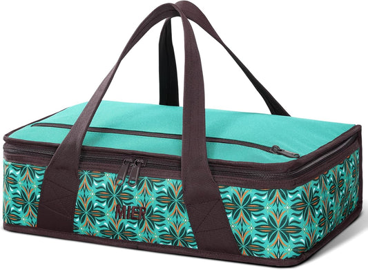 MIER Insulated Casserole Carrier for Hot or Cold Food Thermal Food Carrier Bag for Lasagna Potluck Parties Picnic Cookouts, Fits 9"x13" Baking Dish/Foil Pan, Teal
