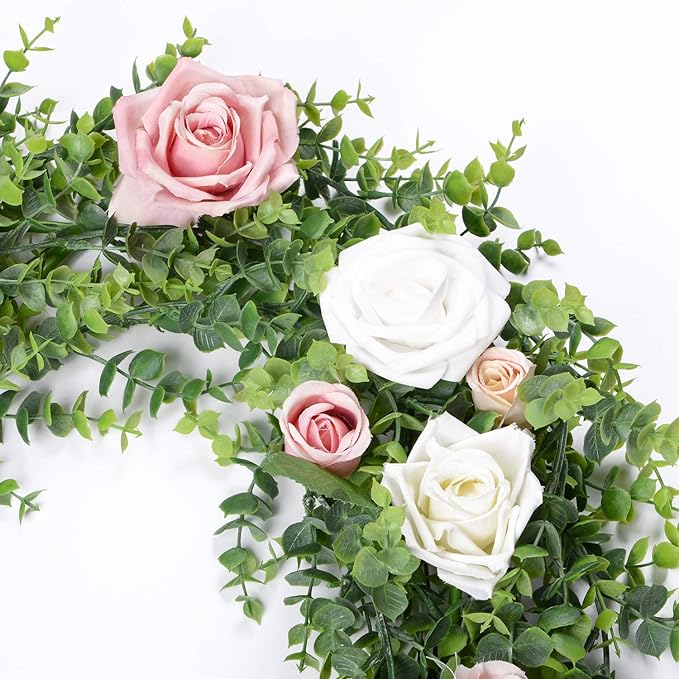 Artificial Vines Faux Eucalyptus Garland, 2 Pack Fake Eucalyptus Greenery Garland Wedding Backdrop Arch Wall Decor, 6 Feet/pcs Fake Hanging Plant for Table Festival Party Decorations