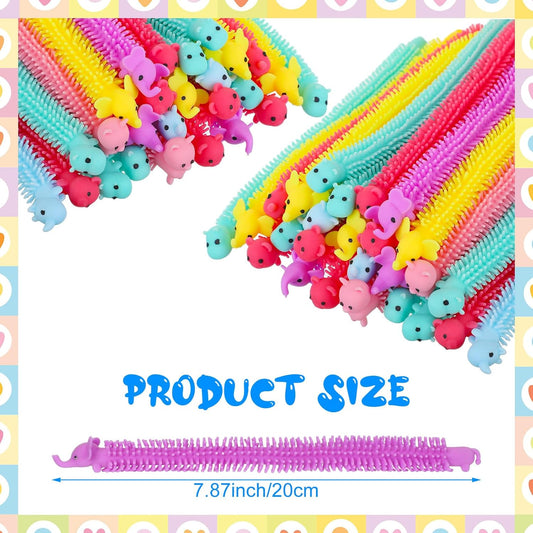 Chivao 300 Pack Bulk Stretchy String Fidget Toys Animal Sensory Toys for Kids and Adults Colorful Fidget Worm Stress Anxiety Relieve Party Favors Goodie Bag Fillers Birthday Gifts (Animal Style)