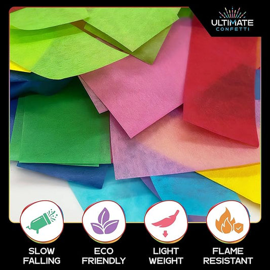 Ultimate Confetti, Multicolor Biodegradable Confetti - Rectangular Fluttering Tissue Paper Confetti for Cannon and Launcher use – Best for Gender Reveal, Parties, Concerts and Weddings - 20 lb, 320 oz