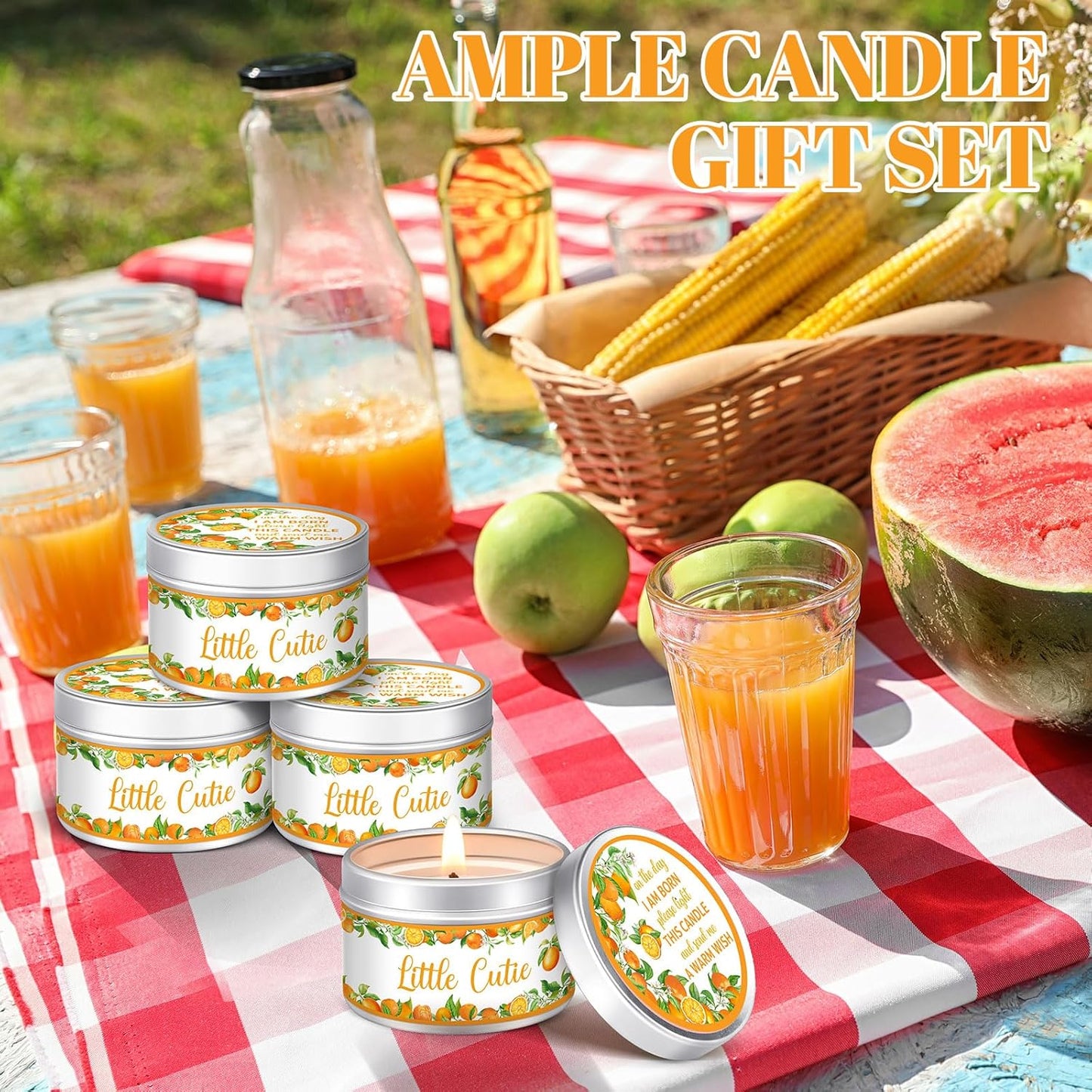 MTLEE 24 Pcs Mandarin Orange Baby Shower Party Favors Candles Lavender Scented Baby Shower Favors for Guests Rustic Tealights Candles Gender Reveal Return Gifts Girl Boy(1.2 Oz, Orange)