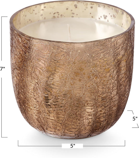 ILLUME Large Boxed Crackle Glass Candle, Woodfire