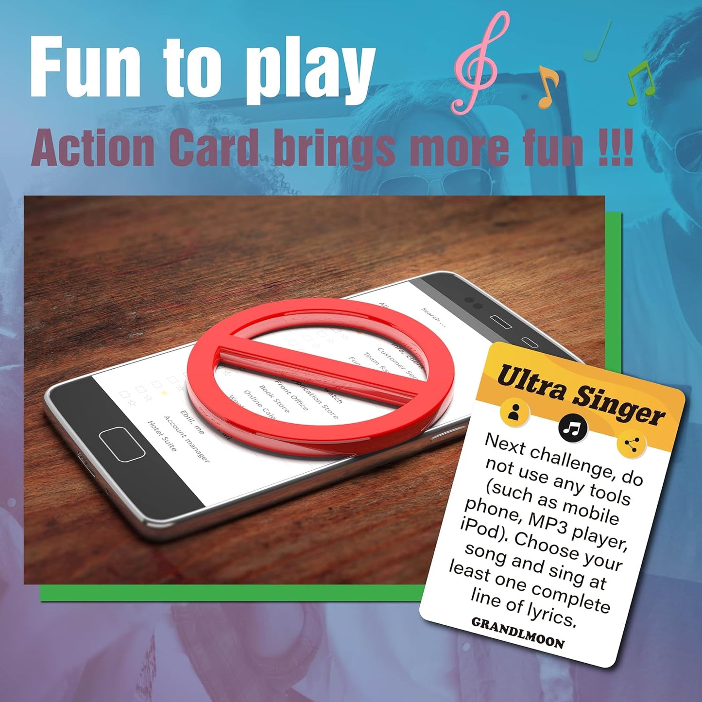 Super DJ Play Your Best Song Card Game, Music and Karaoke Party Game for Adults and Teens(180 Prompts & Action Cards)
