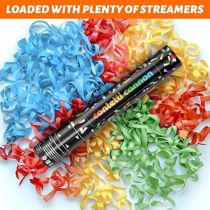 6 Pack Biodegradable Streamer Confetti Cannon,confetti Poppers, Confetti Shooter, Party Poppers for Celebration, Birthday, Graduation, New Year's Eve Party