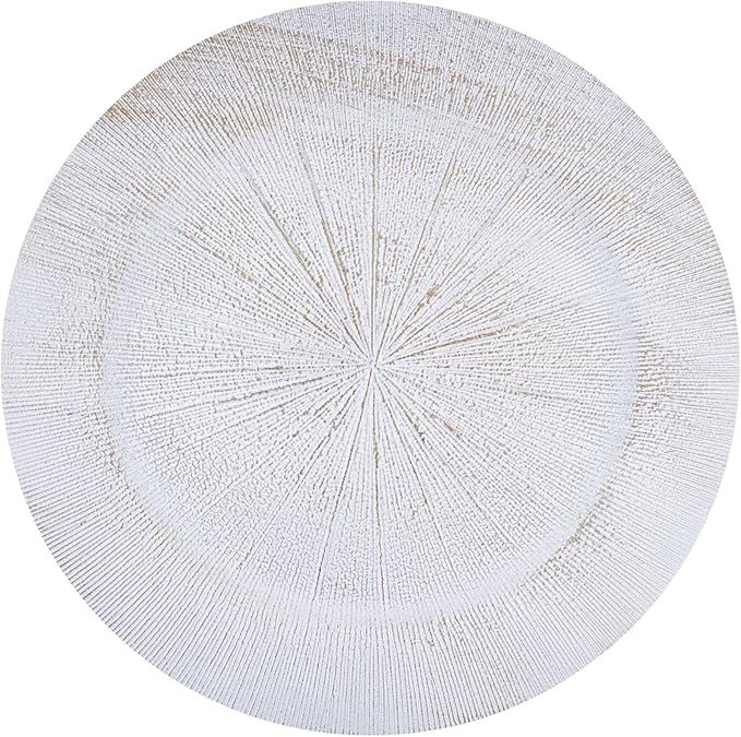 13" Round White Charger Plates, Elegant Serving Chargers Plate Set Bulk for Wedding Dinner Holiday Party Event Table Setting Decoration, 6 Pcs