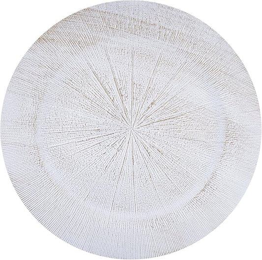 13" Round White Charger Plates, Elegant Serving Chargers Plate Set Bulk for Wedding Dinner Holiday Party Event Table Setting Decoration, 6 Pcs