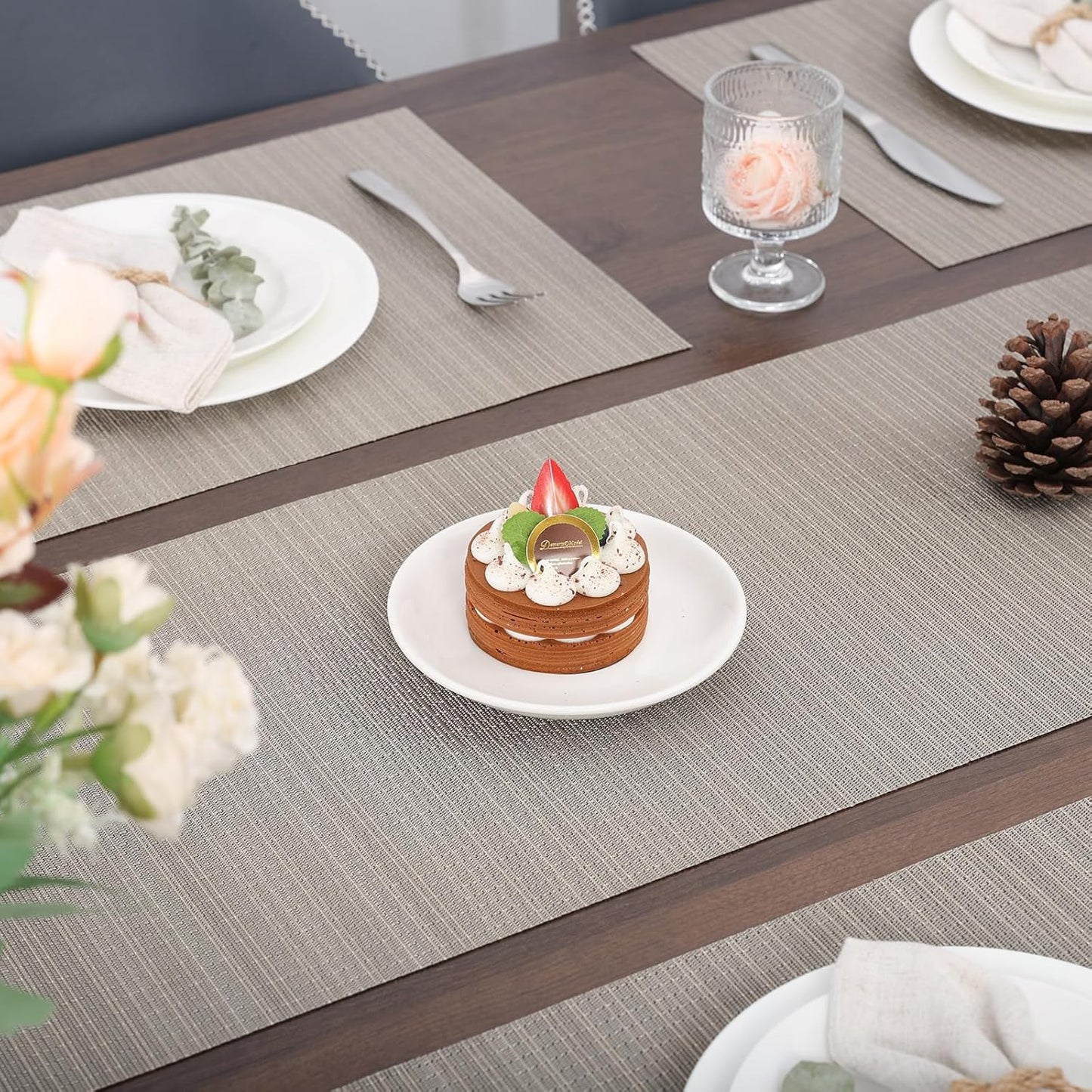 Myir JUN Table Runner, Vinyl Table Runner Indoor 72 Inch Long Arbitrarily Cropped Runner for Table Heatproof for Home Party (Golden Silver, 12 x 72 inch)